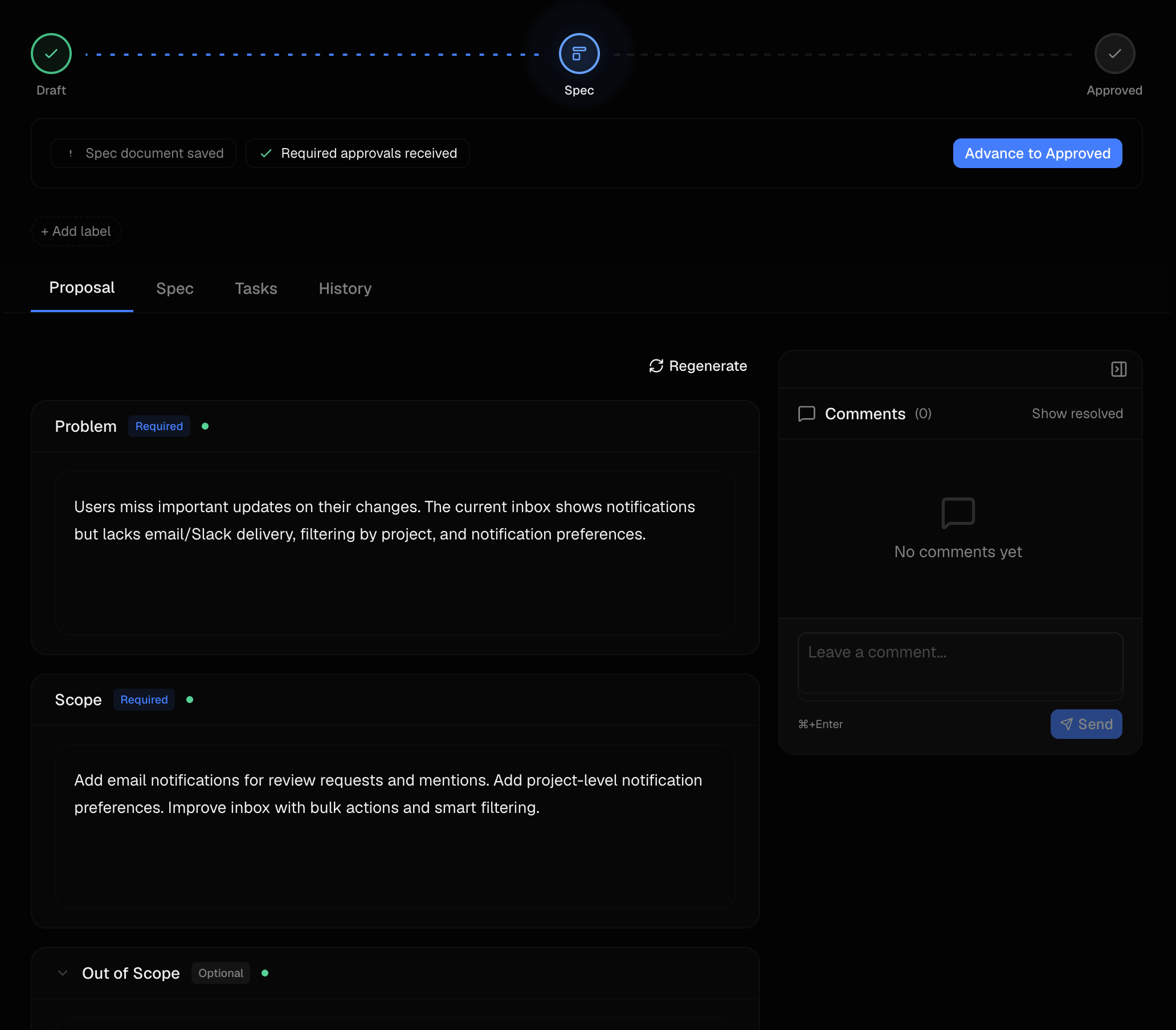 Colign structured proposal editor